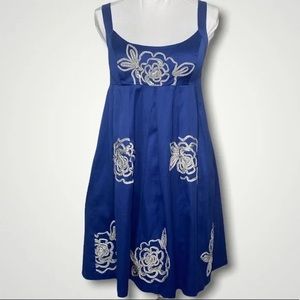 INC Dress with embroidered flowers. Size 8 Blue